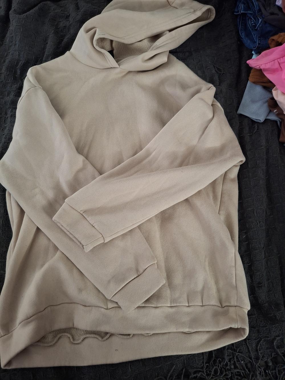 SHEIN Beige Cozy Hooded Sweatshirt